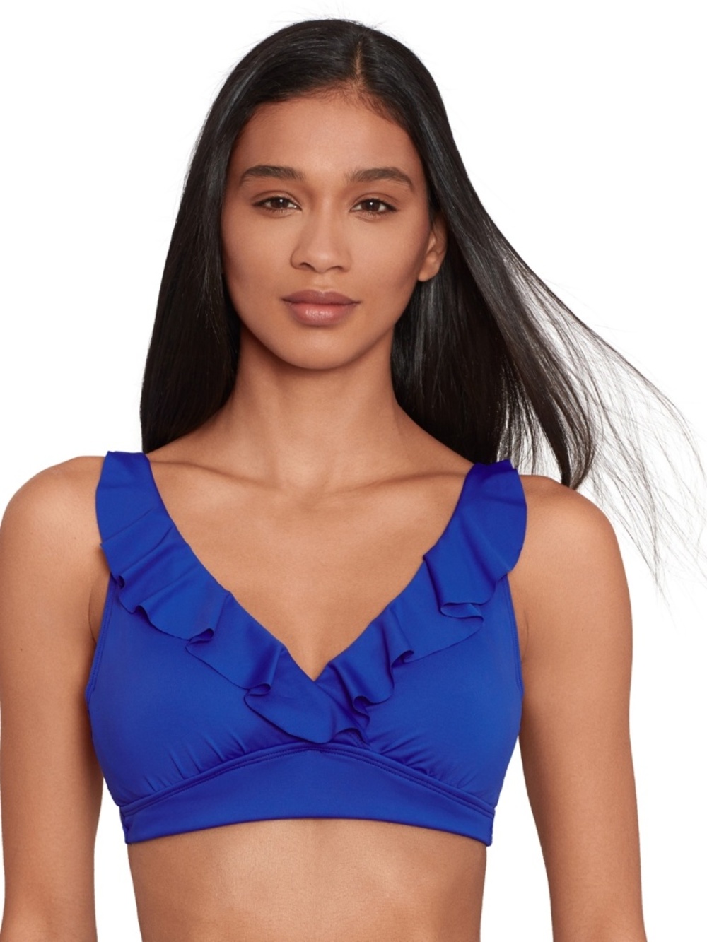 Lauren Ralph Lauren Beach Club Solid Ruffle Bikini Top - Royal Blue